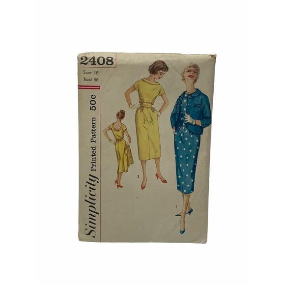 Simplicity 2408 Jr Misses & Misses Sheath Dress Jacket Sewing Pattern Size 16 - Picture 1 of 5